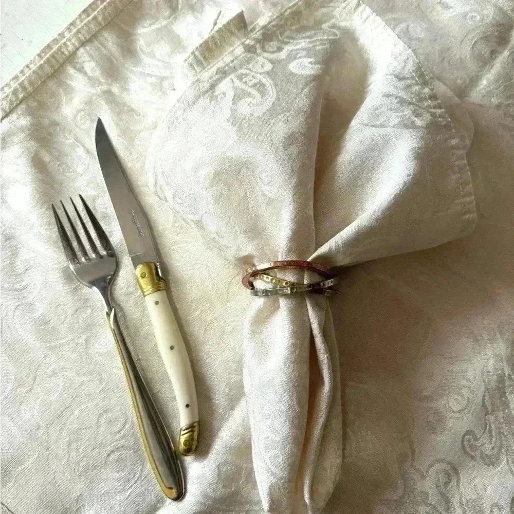 Lauren Ralph Lauren Damask Napkins Ivory Set Elegant Table Linens Wedding 10 Ct